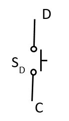 Schema circuito elettrico equivalente del solo pulsante di un rotary encoder